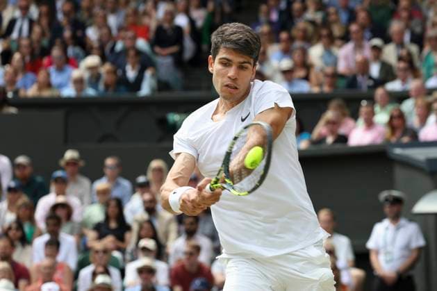Carlos Alcaraz (ESP) Tennis - Wimbledon 2024 - Grand Slam ITF ATP, Tennis Herren WTA, Tennis Damen - AELTC - London - - Great Britain - 12 July 2024. Copyright: xJuergenxHasenkopfx