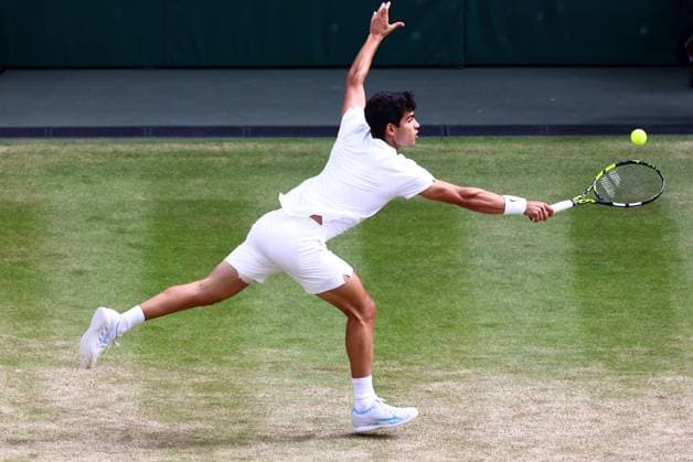 Carlos Alcaraz during his semi final match Wimbledon Tennis Championships, Day 12, The All England Lawn Tennis and Croquet Club, London, UK - 12 Jul 2024  Copyright: xJamesxMarsh Shutterstockx 14581884bn