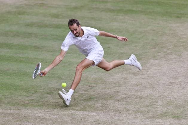 Daniil Medvedev, RUS, during semifinals of 2024 All England Lawn Tennis Championships at Wimbledon, gentlemens singles, London, 12 07 2024; -