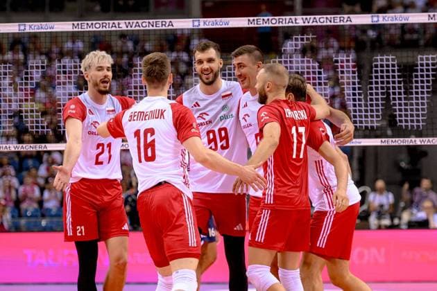KRAKOW 12.07.2024 SIATKOWKA XXI MEMORIAL HUBERTA JERZEGO WAGNERA --- VOLLEYBALL XX1 HUBERT JERZY WAGNER MEMORIAL TOURNAMENT POLSKA - EGIPT POLAND - EGYPT N Z REPREZENTACJA POLSKI POLISH VOLLEYBALL TEAM TOMASZ FORNAL KAMIL SEMENIUK NORBERT HUBER LUKASZ KACZMAREK FOT. PAWEL PIOTROWSKI 400mm.pl NEWSPIX.PL --- Newspix.pl  20240712PAP039