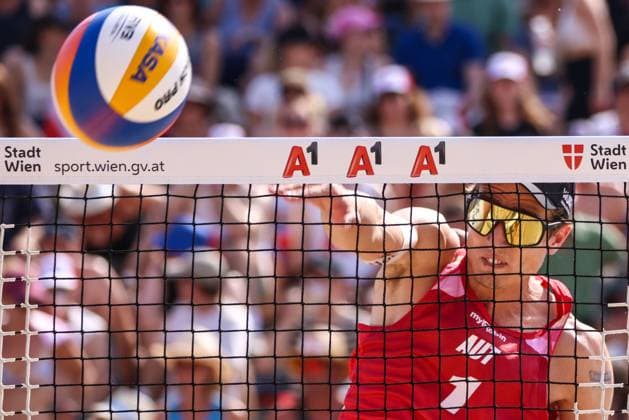 BEACHVOLLEYBALL - Beach Pro Vienna VIENNA,AUSTRIA,12.JUL.24 - Beach volleyball, Beachvolleyball - A1 Beach Pro Vienna. Image shows Julian Hoerl (AUT).  GEPAxpictures xMathiasxMandl