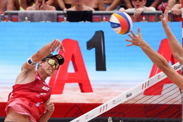 BEACHVOLLEYBALL - Beach Pro Vienna VIENNA,AUSTRIA,12.JUL.24 - Beach volleyball, Beachvolleyball - A1 Beach Pro Vienna. Image shows Julian Hoerl (AUT).  GEPAxpictures xMathiasxMandl