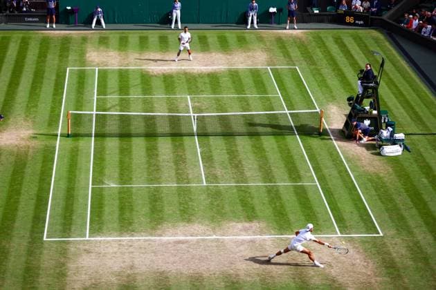Novak Djokovic and Lorenzo Musetti during their semi final match Wimbledon Tennis Championships, Day 12, The All England Lawn Tennis and Croquet Club, London, UK - 12 Jul 2024  Copyright: xJamesxMarsh Shutterstockx 14581884dz
