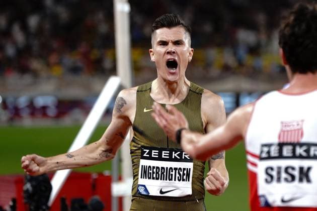 Bilder des Jahres 2024, Sport 07 Juli Sport Themen der Woche KW28 Jakob Ingebrigtsen (Norvege) - 1500 m hommes ATHLETISME : Wanda Diamond League - Meeting Herculis - Monaco - 12 07 2024 NorbertScanella Panoramic 