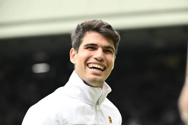 Tennis : Wimbledon 2024 - Carlos Alcaraz Espagne se qualifie pour la finale du simple Messieurs Tennis : Wimbledon 2024 - England - 12 07 2024 ChrysleneCaillaud Panoramic 