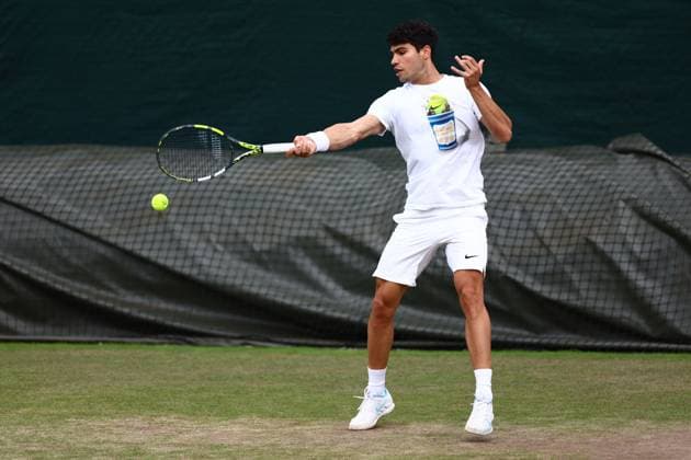 Carlos Alcaraz practising Wimbledon Tennis Championships, Day 13, The All England Lawn Tennis and Croquet Club, London, UK - 13 Jul 2024  Copyright: xJamesxMarsh Shutterstockx 14584808c