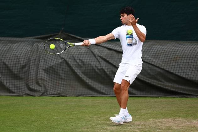 Carlos Alcaraz practising Wimbledon Tennis Championships, Day 13, The All England Lawn Tennis and Croquet Club, London, UK - 13 Jul 2024  Copyright: xJamesxMarsh Shutterstockx 14584808a