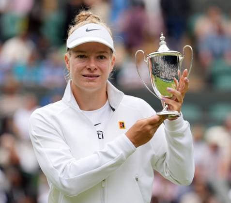 Lawn Tennis - 2024 Wimbledon Championship Ladies Final of The Wheelchair singles . Diede De Groot (NED) and Aniek Van Koot (NED) All England Lawn Tennis & Croquet Club - Saturday 13th July 2024 Diede De Groot (NED) with the trophy 