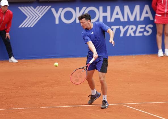 Tennis Herren ATP, Tennis Herren Tennis Herren Tour 500 European Open Hamburg, Hamburg Open ATP 500 2024 Qualifikationsrunde , 13.07.2024, Max Hans Rehberg (GER) spielt eine Vorhand. Copyright: FernandoxSoares