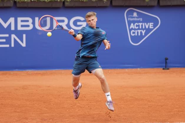 Tennis Herren ATP, Tennis Herren Tennis Herren Tour 500 European Open Hamburg, Hamburg Open ATP 500 2024 Qualifikationsrunde , 13.07.2024, Marvin Moeller (GER) spielt eine Vorhand. Copyright: FernandoxSoares