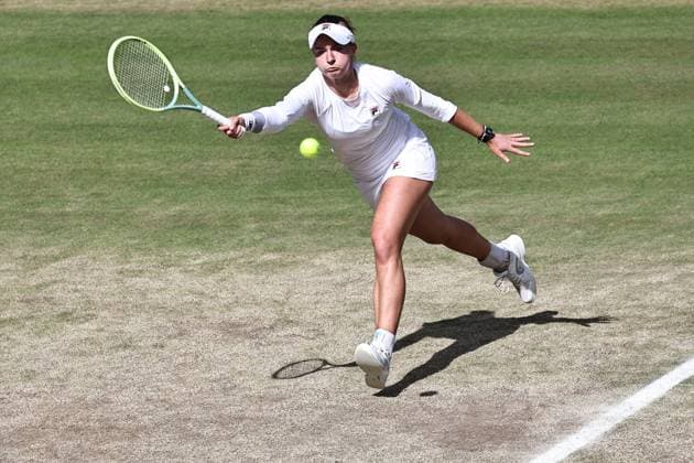Barbora Krejcikova, CZE, during final of 2024 All England Lawn Tennis Championships at Wimbledon, womens singles, London, 13 07 2024; -