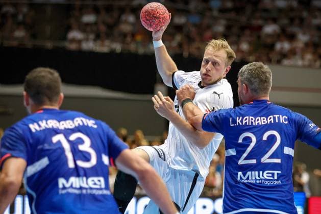 13.07.2024, Handball, Länderspiel Herren, Dortmund, Westfalenhalle, DHB, Olympia Vorbereitung, Deutschland - Frankreich: Luca Witzke (GER) NRW Deutschland