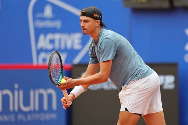 Tennis Herren ATP, Tennis Herren Tennis Herren Tour 500 European Open Hamburg, Hamburg Open ATP 500 2024 Qualifikationsrunde , 13.07.2024, Marko Topo ( GER) beim Aufschlag Copyright: FernandoxSoares