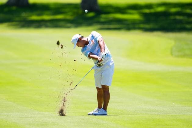 July 13, 2024, Cadiz, Cadiz, SPAIN: Danny Lee of Iron Heads team in action during day two of the LIV Golf Andalucia at Golf Club Royal of Valderrama on July 13, 2024 in Cadiz, Spain. Cadiz SPAIN - ZUMAa181 20240713_zaa_a181_141 Copyright: xJoaquinxCorcherox