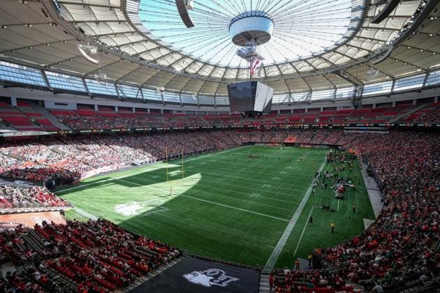 July 13, 2024, Vancouver, Bc, CANADA: An overall view of BC Place stadium is seen as the B.C. Lions and Saskatchewan Roughriders play during the first half of a CFL football game, in Vancouver, B.C., Saturday, July 13, 2024. Canada News - July 13, 2024  - ZUMAc35_ 20240713_zaf_c35_064 Copyright: xDarrylxDyckx