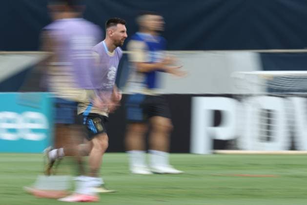 Argentina s forward Lionel Messi takes part in a training session ahead the match against Colombia for the Copa America USA 2024 final match, at Florida International University (FIU), Miami, on July 13, 2024. MIAMI UNITED STATES Copyright: xALEJANDROxPAGNIx