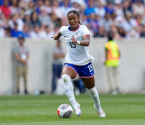 July 13, 2024, Harrison, New Jersey, USA: United States forward JAEDYN SHAW (15) moves the ball during an International Friendly, Länderspiel, Nationalmannschaft soccer match between the United States Womenâ€⠢s national team, Nationalteam and Mexico, on July 13, 2024, in Harrison, New Jersey. The United States won, 1-0. Harrison USA - ZUMAc201 20240713_zap_c201_048 Copyright: xScottxColemanx