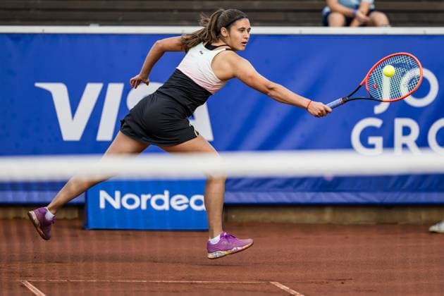 240714 Julia Riera of Argentina during the double final of Nordea Open day 7 on July 14, 2024 in Bastad. Photo: Niclas Jönsson BILDBYRAN COP 273 NO0280 tennis dam WTA, Tennis Damen nordea open bastad dag 7 bbeng final double final Copyright: NICLASxJÖNSSON BB240714NO010