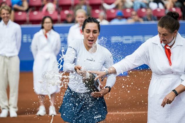 240714 Martina Trevisan of Italy celebrate after the final of Nordea Open day 7 on July 14, 2024 in Bastad. Photo: Niclas Jönsson BILDBYRAN COP 273 NO0280 tennis dam WTA, Tennis Damen nordea open bastad dag 7 bbeng final double final Copyright: NICLASxJÖNSSON BB240714NO022