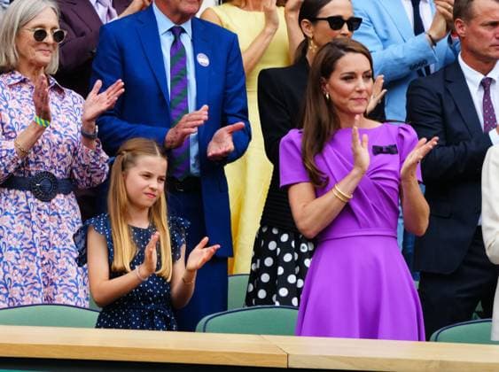 Catherine Princess of Wales and Princess Charlotte in the Royal Box on Centre Court Wimbledon Tennis Championships, Day 14, The All England Lawn Tennis and Croquet Club, London, UK - 14 Jul 2024  Copyright: xJavierxGarcia Shutterstockx 14584814a