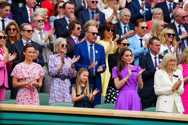 Catherine Princess of Wales and Princess Charlotte in the Royal Box on Centre Court Wimbledon Tennis Championships, Day 14, The All England Lawn Tennis and Croquet Club, London, UK - 14 Jul 2024  Copyright: xJavierxGarcia Shutterstockx 14584814b