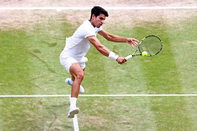 Carlos Alcaraz during the Gentlemen s Singles final Wimbledon Tennis Championships, Day 14, The All England Lawn Tennis and Croquet Club, London, UK - 14 Jul 2024  Copyright: xJamesxMarsh Shutterstockx 14584815ac