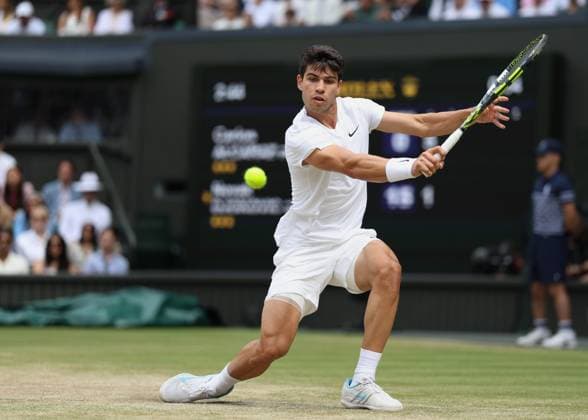 Carlos Alcaraz (ESP) Herren Einzel, Gentlemen s Singles, Endspiel, Final Tennis - Wimbledon 2024 - Grand Slam ITF ATP, Tennis Herren WTA, Tennis Damen - AELTC - London - - Great Britain - 14 July 2024. Copyright: xJuergenxHasenkopfx