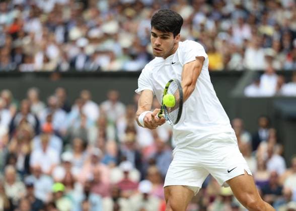 Carlos Alcaraz (ESP) Herren Einzel, Gentlemen s Singles, Endspiel, Final Tennis - Wimbledon 2024 - Grand Slam ITF ATP, Tennis Herren WTA, Tennis Damen - AELTC - London - - Great Britain - 14 July 2024. Copyright: xJuergenxHasenkopfx