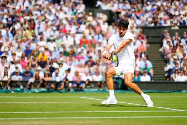Carlos Alcaraz during the Gentlemen s Singles final Wimbledon Tennis Championships, Day 14, The All England Lawn Tennis and Croquet Club, London, UK - 14 Jul 2024  Copyright: xJavierxGarcia Shutterstockx 14584814da