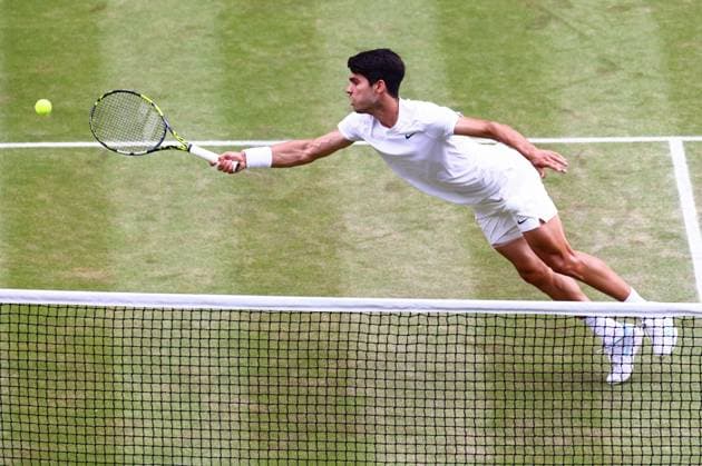 Carlos Alcaraz during the Gentlemen s Singles final Wimbledon Tennis Championships, Day 14, The All England Lawn Tennis and Croquet Club, London, UK - 14 Jul 2024  Copyright: xJamesxMarsh Shutterstockx 14584815by