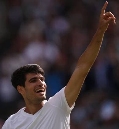 Carlos Alcaraz of Spain celebrates at the end of the match Wimbledon Tennis Championships, Day 14, The All England Lawn Tennis and Croquet Club, London, UK - 14 Jul 2024  Copyright: xEllaxLing Shutterstockx 14584816cc