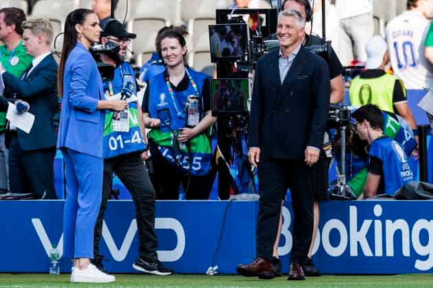 UEFA EURO, EM, Europameisterschaft,Fussball 2024: Finale Spanien - England; 14.07.2024 Esther Sedlaczek und Bastian Schweinsteiger. UEFA EURO 2024: Finale Spanien - England; Olympiastadion, Berlin am 14.07.2024 Copyright: xBEAUTIFULxSPORTS Wunderlx