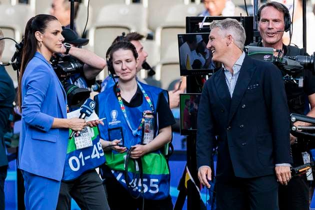 UEFA EURO, EM, Europameisterschaft,Fussball 2024: Finale Spanien - England; 14.07.2024 Esther Sedlaczek und Bastian Schweinsteiger. UEFA EURO 2024: Finale Spanien - England; Olympiastadion, Berlin am 14.07.2024 Copyright: xBEAUTIFULxSPORTS Wunderlx