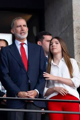 Spain v England: Final - UEFA EURO, EM, Europameisterschaft,Fussball 2024 Felipe VI King of Spain and Infanta Sofía of Spain in the stand beforebefore the UEFA EURO 2024 final match between Spain and England at Olympiastadion on July 14, 2024 in Berlin, Germany. Berlin Olympiastadion Germany Germany Copyright: xRichardxSellers Sportsphoto APLx 14045680