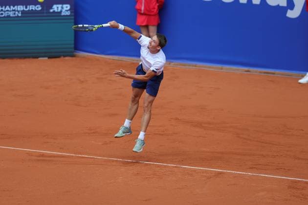 Tennis Herren ATP, Tennis Herren Tennis Herren Tour 500 European Open Hamburg, Hamburg Open ATP 500 2024 Qualifikationsrunde , 14.07.2024, Ugo Blanchet (FRA) macht einen Aufschlag. Copyright: FernandoxSoares