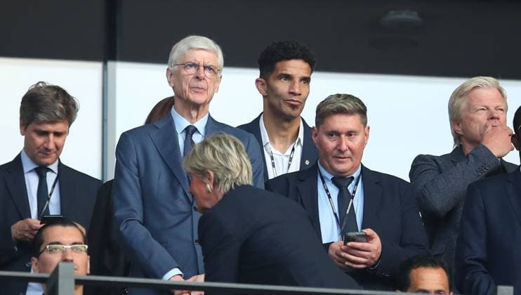Spain v England, Berlin, UK - 14 Jul 2024 Arsene Wenger and David James looking on during the UEFA EURO, EM, Europameisterschaft,Fussball 2024 Final match between Spain and England at Olympistadion, Berlin on 14 July 2024 ( Berlin Olympistadion Berlin Germany Copyright: xMicahxCrook PPAUKx PPA-123514