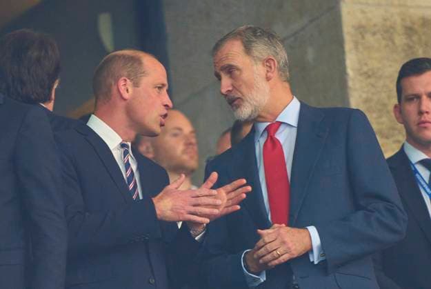 William, Prinz von Wales, Prince of Wales with Felipe VI. König von Spanien in the final match SPAIN - ENGLAND of the UEFA European Championships 2024 on Jul 14, 2024 in Berlin, Germany.