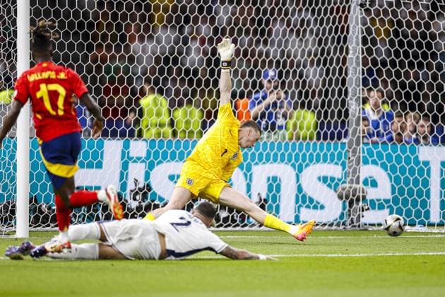 BERLIN, 14-07-2024, Olympia Stadium , European Football Championship Euro2024, final match no.51 between Spain and England. Spain player Nico Williams scores the 1-0 for Spain Spain - England (Euro2024)  x25760396x Copyright: