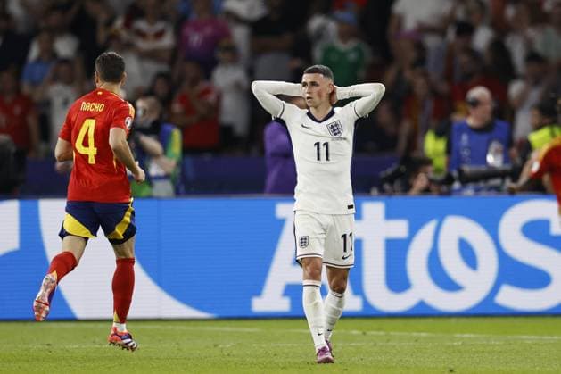 BERLIN - Phil Foden of England during the UEFA EURO, EM, Europameisterschaft,Fussball 2024 Final match between Spain and England at the Olympiastadion on July 14, 2024 in Berlin, Germany. ANP Hollandse Hoogte MAURICE VAN STEEN UEFA EURO 2024 FINAL 2024 xVIxANPxSportx xVanxSteenxFotografiexIVx 503484223 originalFilename: 503484223.jpg