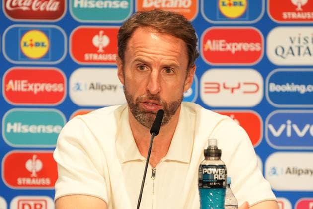 Trainer Gareth Southgate (England) in der Pressekonferenz - Berlin 14.07.2024: Spanien vs. England, M51, EURO2024 Finale, Olympiastadion Berlin