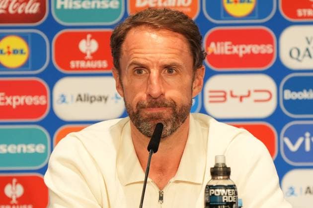 Trainer Gareth Southgate (England) in der Pressekonferenz - Berlin 14.07.2024: Spanien vs. England, M51, EURO2024 Finale, Olympiastadion Berlin