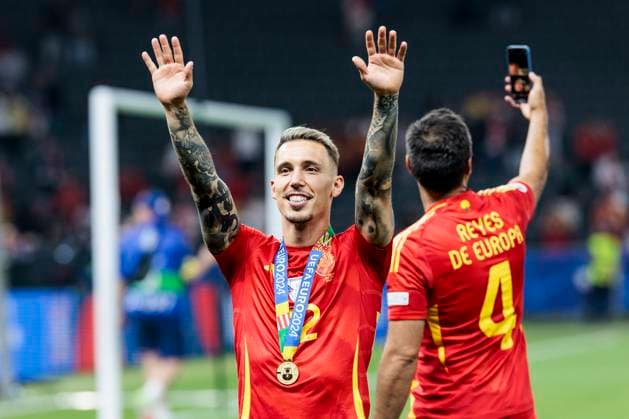 UEFA EURO, EM, Europameisterschaft,Fussball 2024: Finale Spanien - England; 14.07.2024 Alejandro Grimaldo (Spanien, 12) jubelt. UEFA EURO 2024: Finale Spanien - England; Olympiastadion, Berlin am 14.07.2024 Copyright: xBEAUTIFULxSPORTS Wunderlx