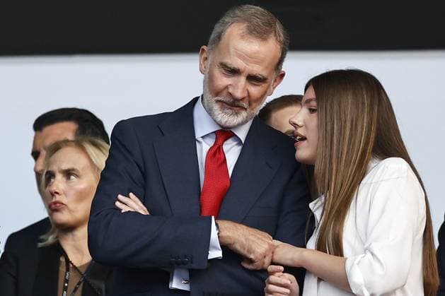 BERLIN - (l-r) King Felipe VI of Spain, Infanta Sof a of Spain during the UEFA EURO, EM, Europameisterschaft,Fussball 2024 Final match between Spain and England at the Olympiastadion on July 14, 2024 in Berlin, Germany. ANP Hollandse Hoogte MAURICE VAN STEEN UEFA EURO 2024 FINAL 2024 xVIxANPxSportx xMauricexvanxSteenxWKxIVx 503501410 originalFilename: 503501410.jpg