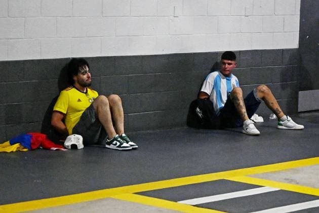 14th July 2024: Miami Gardens, Florida, USA: Fans of Argentina and Col& xf4;mbia, arrested for a pre-game riot Copa America Finals match between Columbia and Argentina at Hard Rock Stadium in Miami Gardens, Fla.  ActionPlus12668372 RodrigoxCaillaud