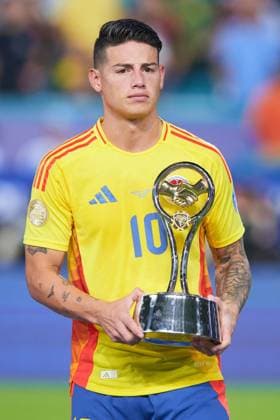 RECORD DATE NOT STATED Copa America USA 2024 Argentina vs Colombia - Final James Rodriguez of Colombia holds his MVP trophy during Final match between Argentina and Colombia as part of CONMEBOL Copa America USA 2024 at Hard Rock Stadium on July 14, 2024 in Miami Gardens, Florida, United States. MIAMI GARDENS FLORIDA UNITED STATES  Copyright: xJorgexMartinezx 20240715002156_CA_2024_F_ARG_COL_RODRIGUEZ546