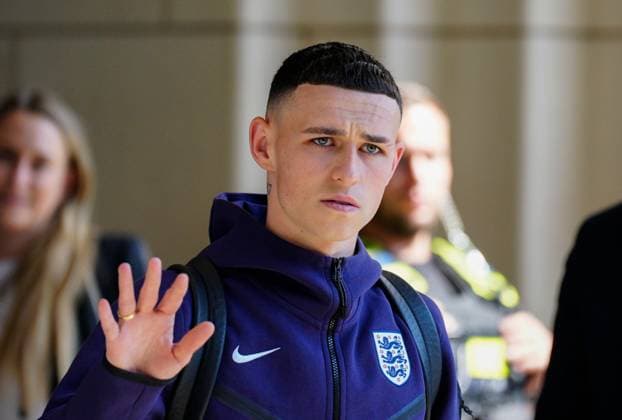 Phil Foden of England leaves team hotel England Departing Base, UEFA European Championship, EM, Europameisterschaft 2024, Football, Spa & Golf Resort Weimarer Land, Blankenhain, Germany, 15 Jul 2024 EDITORIAL USE ONLY No use with unauthorised audio, video, data, fixture lists, club league logos or live services. Online in-match use limited to 120 images, no video emulation. No use in betting, games or single club league player publications. Copyright: xDavexShopland Shutterstockx 14587197g