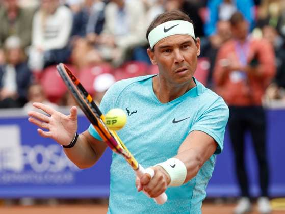 BASTAD, SVERIGE 20240715 Rafael Nadal (ESP) när han och Casper Ruud (NOR) mötert Guido Andreozzi (ARG) och Miguel Reyes-Varela (MEX) i dubbel under Nordea Open i Bastad pa mandagen BASTAD SVERIGE x9200x