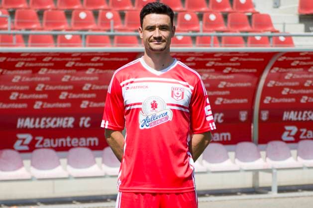 Halle, Deutschland 15. Juli 2024: Regionalliga Nordost Teamfoto - 2024 2025 - Hallescher FC Im Bild: Niklas Landgraf (Halle) Leuna Chemie Stadion Sachsen-Anhalt Copyright: xFotostandx xBallaschx