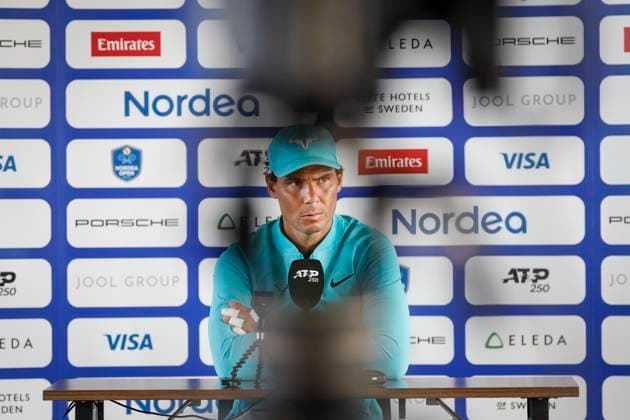 BASTAD, SVERIGE 20240715 Rafael Nadal, Spanien, haller pressträff under Nordea Open i Bastad pa mandagen. BASTAD SVERIGE x9200x