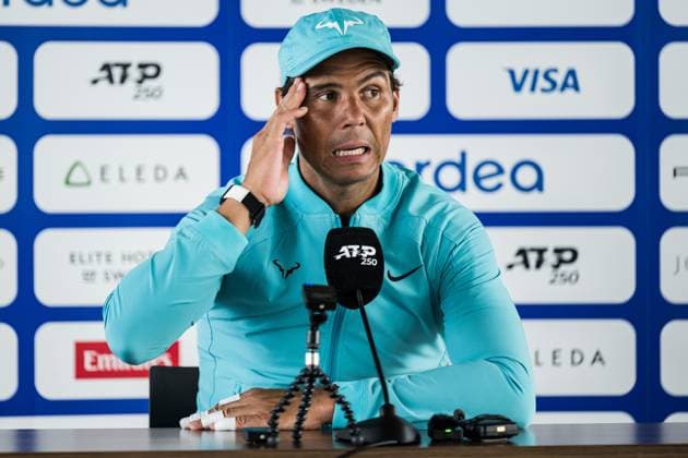Sport Bilder des Tages 240715 Rafael Nadal of Spain during a press conference, PK, Pressekonferenz of Nordea Open on July 15, 2024 in Bastad. Photo: Niclas Jönsson BILDBYRAN COP 273 NO0283 tennis ATP, Tennis Herren 250 nordea open press conference bbeng Copyright: NICLASxJÖNSSON BB240715NO071